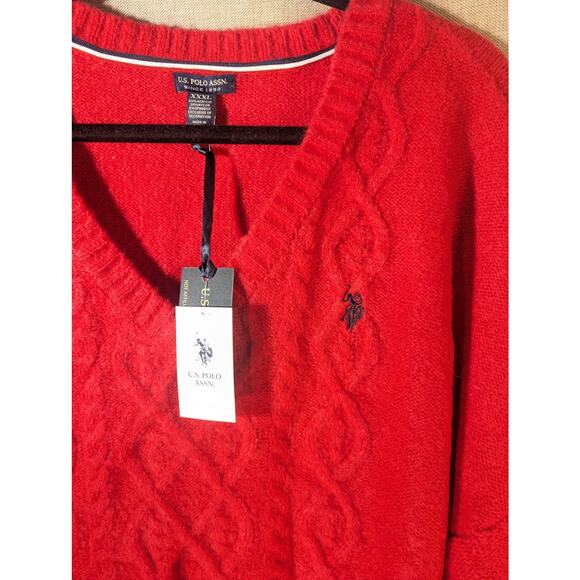 U.S. Polo Assn. Sweaters - US Polo Assn Sweater Red V Neck XXXL NWT